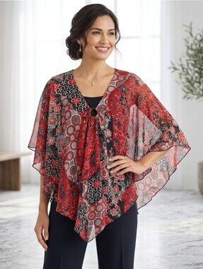 🔥Gloria Lance Womens 1X Bohemian Style Blouse Top C2